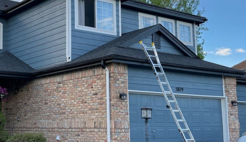 Seamless gutter installation on a Parker Colorado home